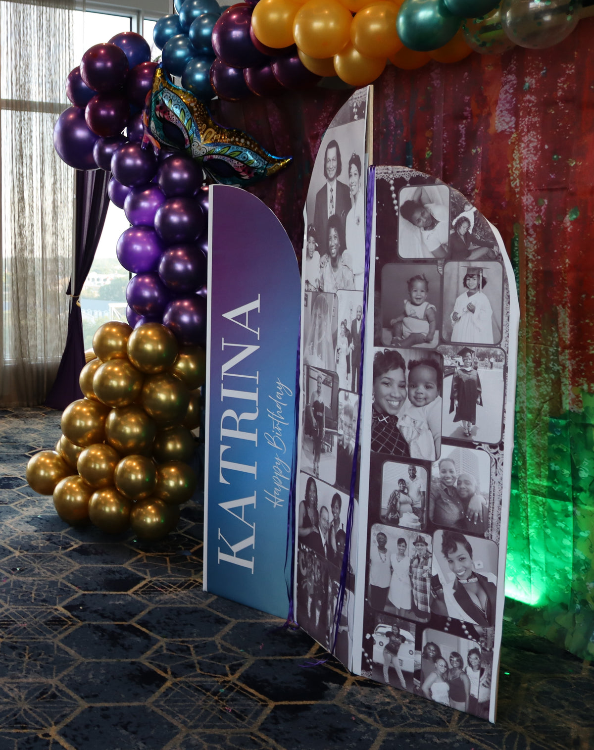 6 foot Custom Adhesive Personalized Photo Collage - With 3 Panel Arch